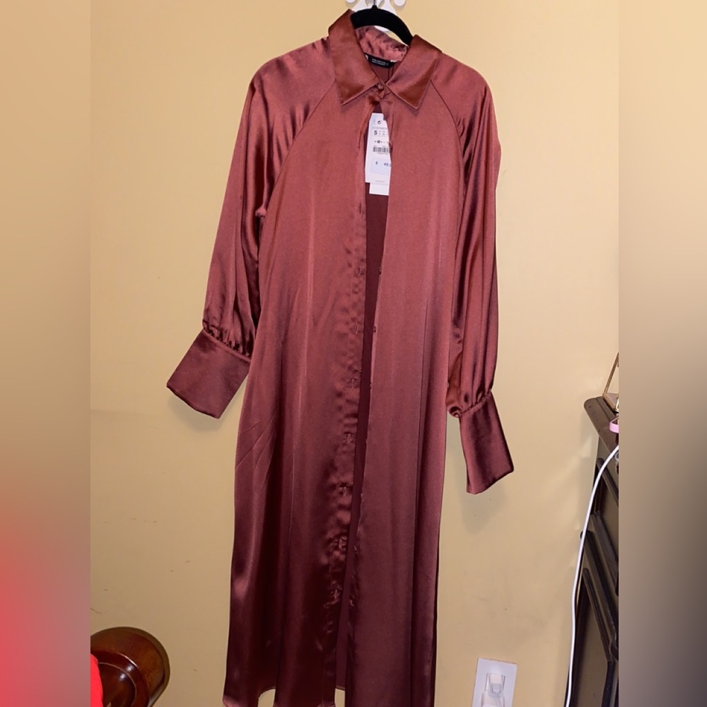 Zara Satin shirt dress